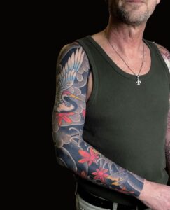 Tatuaje de una manga estilo japonés hecho en Trip N' Tattoo Barcelona